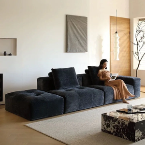 Compras en el Extranjero, Muebles Comprimidos al Vacío para Airbnb, Artesanía de Primera Calidad, Sofá Esquinero de Felpa Rosa, Muestra Gratis - Product Image 4