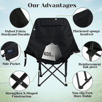 Chaise de camping portable légère, dossier haut, rembourrée, pliable, avec sac de transport