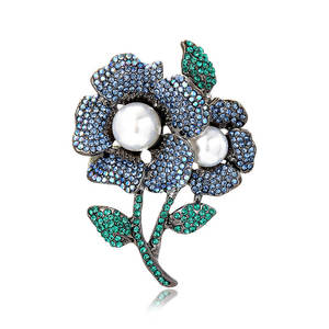 Broche de Perlas de Aleación de Alta Calidad Unisex, Broche de Flores de Lujo Estilo Coreano, Joyería para Cuello, Broches Chapados en Oro para Bodas y Fiestas - Product Image 2