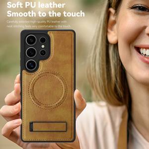 Funda de Teléfono de Cuero con Soporte, Nueva y en Oferta, para <span class=keywords><strong>Samsung</strong></span> S26 S25 Ultra, Funda Magnética para Coche para <span class=keywords><strong>Samsung</strong></span> S26 S25 Plus - Product Image 3