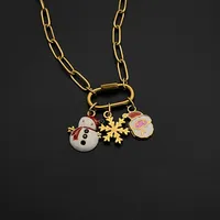 Collier DIY en acier inoxydable eManco avec pendentifs bonhomme de neige, Père Noël et flocon de neige, accessoire de mode pour femmes