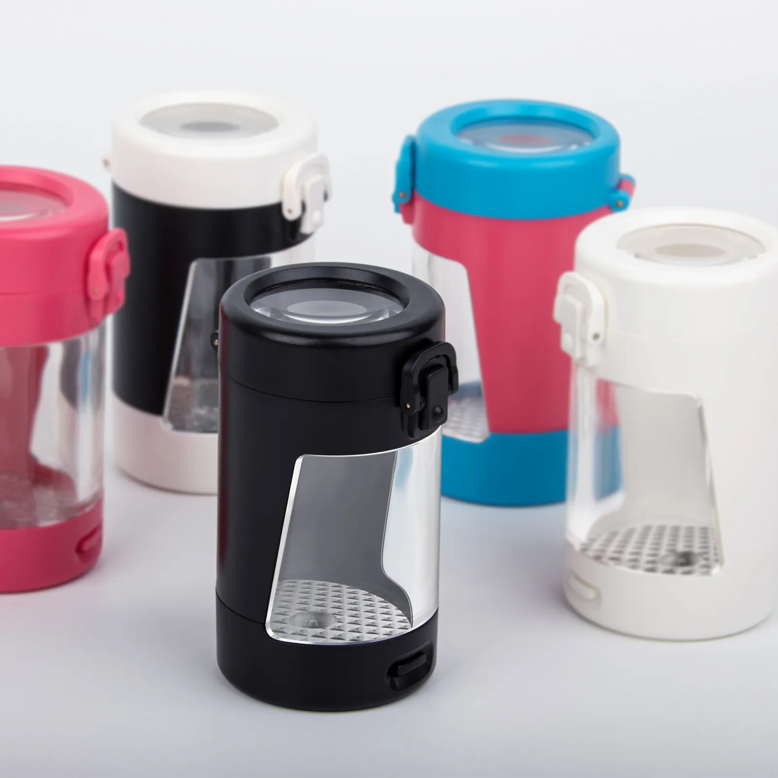 2022 Nieuwe Ontwerp Led Custom Gedrukt Runtz Plastic Automatische Elektrische Kruidengrinder Led Mini Jar
