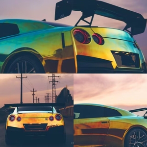 Gran oferta, envoltura de <span class=keywords><strong>vinilo</strong></span> para coche negro cromado iridiscente, película automática de alto <span class=keywords><strong>brillo</strong></span> con <span class=keywords><strong>brillo</strong></span> cromado que cambia de Color - Product Image 5