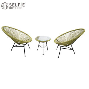 Ensemble de bistrot de cuisine moderne en rotin léger toutes saisons, chaises de patio confortables, mobilier de balcon - Product Image 1