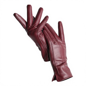 ถุงมือหนังสัมผัสหน้าจอได้ ยาวถึงข้อมือ บุขนกันหนาว เป็นมิตรกับสิ่งแวดล้อม สีแดง สำหรับฤดูหนาว ใช้ในชีวิตประจำวัน บริการ OEM - Product Image 2