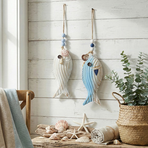 Decoración de Pared de Madera con Forma de Pez Mediterráneo, Azul, Forma Irregular, Decoración para el Hogar, Sala de Estar, Dormitorio, Entrada, Balcón - Product Image 2