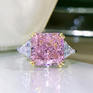 Новый S925 серебряное кольцо женский 10*10 розовым бриллиантом кольцо белого золота с бриллиантом <span class=keywords><strong>11</strong></span> карат обручальное кольцо ювелирные изделия - Product Image 2