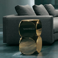 Table d'appoint ronde en acier inoxydable argenté avec finition dorée, design unique, mobilier moderne pour la maison, table d'angle pour canapé, pour hôtel