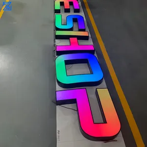 Özel sihirli renk alfabe ışıklı paslanmaz çelik mağaza adı işareti Led ışık yukarı mektuplar