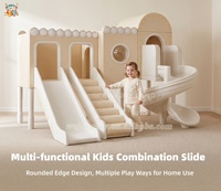 Ensemble d'équipements de jeux intérieurs modernes de qualité supérieure en beige pour enfants, aire de jeux commerciale pour enfants avec toboggan et piscine à balles