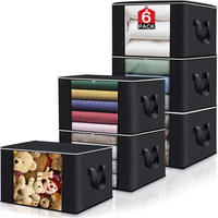 Grands sacs de rangement carrés pliables en tissu non tissé, épais et respirants, avec fermeture éclair, pour vêtements et sous-vêtements de lit
