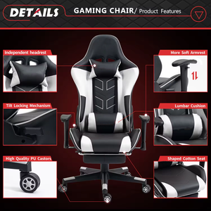 Chaises <span class=keywords><strong>de</strong></span> bureau inclinables bon marché, chaise <span class=keywords><strong>de</strong></span> bureau confortable avec coussin en gel et sacs <span class=keywords><strong>de</strong></span> <span class=keywords><strong>rangement</strong></span>, chaise <span class=keywords><strong>de</strong></span> jeu <span class=keywords><strong>de</strong></span> massage avec repose-pieds - Product Image 4