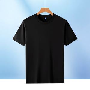 T-shirt décontracté pour homme à col rond, motif uni, en coton glacé, manches courtes, respirant, coupe ample, tricoté - Product Image 3