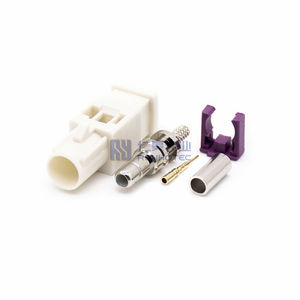 Conector Automotriz <span class=keywords><strong>Jack</strong></span> Fakra, Clavija Recta Macho, Cable Blanco, Código B, Crimpado - Product Image 1
