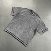 Kaos Batik Vintage 100% Katun Cuci Asam dengan Grafis DTG Kustom Berkualitas Tinggi, Pinggiran Berjumbai dan Patchwork