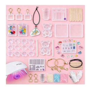 Kit de Joyería Hecho a Mano TOYSRUNNER, Cristal Transparente Duro, Luz UV, Moldes de Silicona, Llaveros, Flores, Lámina Brillante, Suministros para Manualidades - Product Image 1