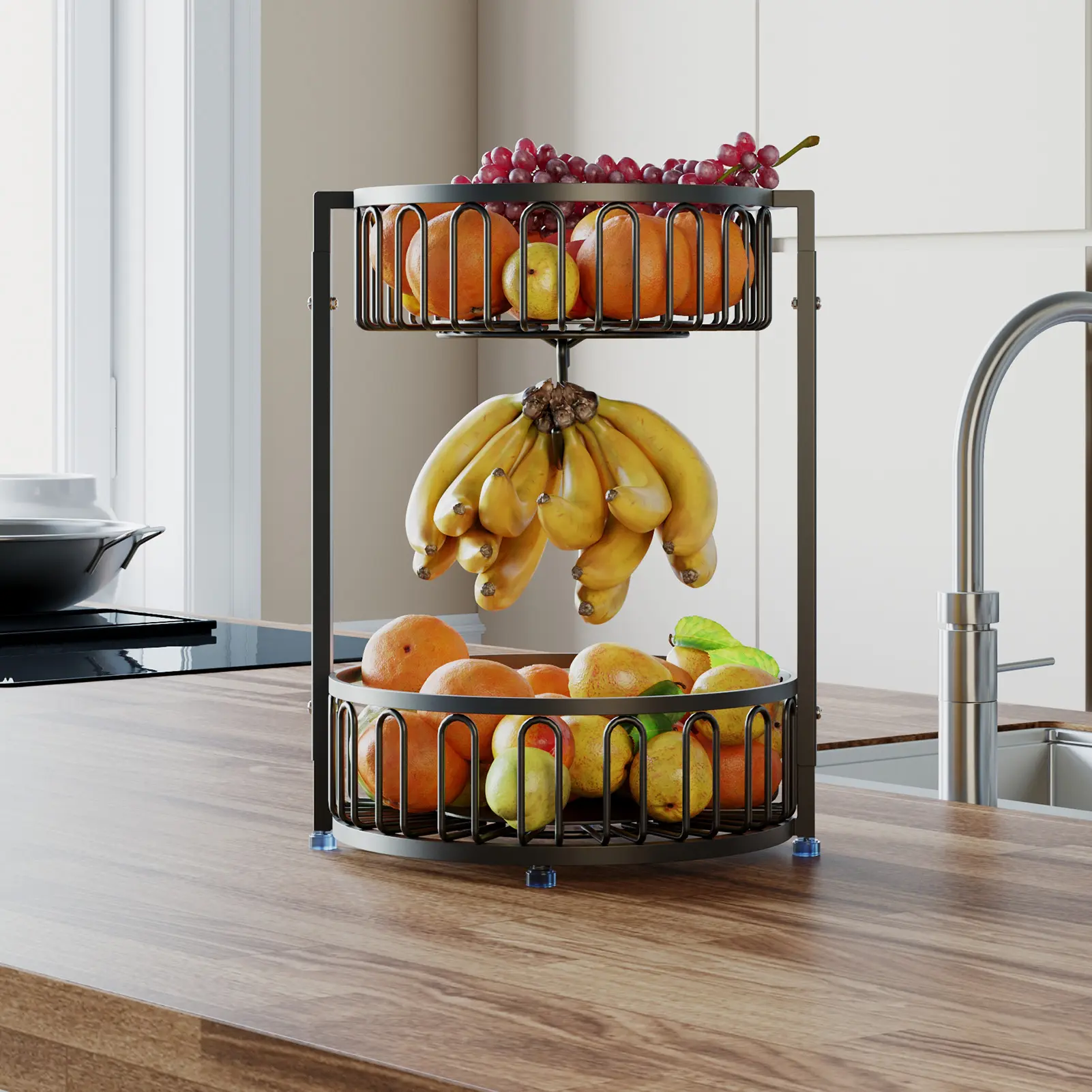 Двухъярусная корзина для фруктов Подставка для хранения и организации овощей, яиц и других фруктов корзина для стойки или подвешивания