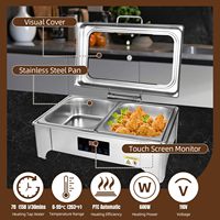 Chauffe-Plat Électrique Rectangulaire Professionnel Haut de Gamme en Acier Inoxydable à Couvercle Rabattable, Capacité 13L/9L/6L, Numérique Intelligent