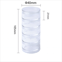 21832 21833 21834 Ensemble de boîtes de rangement modernes, petites, rondes, transparentes, en plastique PP, écologiques et empilables pour perles, ongles et bijoux