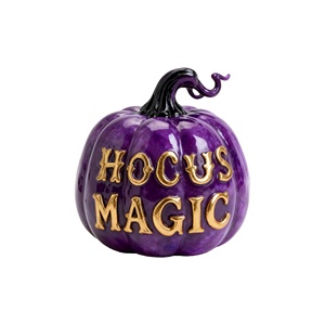 Calabaza Mágica Hocus Pocus <span class=keywords><strong>Morada</strong></span> de Poliresina Personalizada, Perfecta para Decoración de Halloween, Adornos de Mesa y Detalles para Fiestas de la Temporada de Terror - Product Image 1