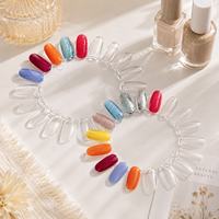 Roue de présentation légère et portable pour 20 faux ongles, idéale pour la pratique du nail art, en plastique, forme ronde, nuancier de couleurs pour vernis à ongles