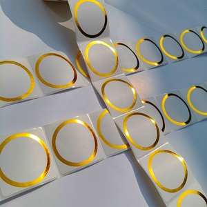 Etichette Metalliche Lucide con Foglia d'Oro Opaca, Etichette Termiche Circolari con Bordo Dorato Stampabili in Rotoli - Product Image 5
