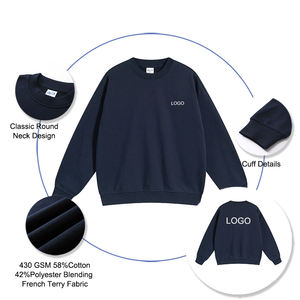 Cotton Blending Pullover Round Neck Sweatshirts with Custom Logo Heavyweight French Terry <strong>Jumpers</strong> Sweatshirts - Product Image 2
