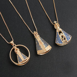 Collier personnalisé pour femme HR, Vierge Marie, en alliage plaqué cuivre, couronne double face avec incrustation de zirconium, pour la vie quotidienne - Product Image 2