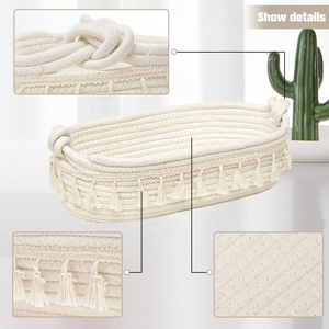 Giỏ Đan Dây Cotton Nhỏ Giỏ Giấy Vệ Sinh Để Sắp Xếp Giỏ Đựng Đồ Nhỏ Trang Trí Boho Cho Giường - Product Image 5