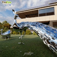 Sculpture moderne de statue en métal de paon d'acier inoxydable de jardin extérieur