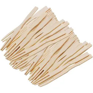 Bamboo Appetizer Forks Cocktail Tooth Picks Mini Forks For Charcuterie Accessories Food Picks For Appetizers Cocktail Fruit Wood