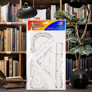 Set di Geometria in Plastica Trasparente Non Pieghevole da 20cm, Righello Triangolare, Goniometro, Kit Righello, Promozione, Forniture Scolastiche e per Ufficio - Product Image 6