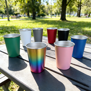 Lot de Gobelets en Acier Inoxydable 10oz 300ml 250ml 500ml pour Boissons, Idéal pour Fêtes et Jeux, Coffret Cadeau, Gobelets de Stade – Nouveauté et Vente Flash - Product Image 1