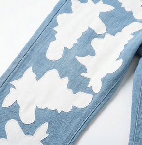 Wangsheng Streetwear England Style High Sweat Denim Waterproof Mid Washed Straight Waist Custom <strong>Leather</strong> <strong>Trousers</strong> for <strong>Men</strong> - Product Image 5