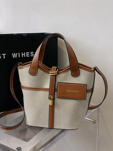 Borsa a secchiello retrò in PU da donna, popolare in Europa, America, Giappone, Corea del Sud, nuova moda 2026, a contrasto, a tracolla, grande - Product Image 4