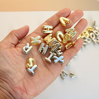 Charmes de lettres initiales en relief 3D en or plaqué 18 carats JS2060, populaires, simples, pour bracelet ou collier en cordon