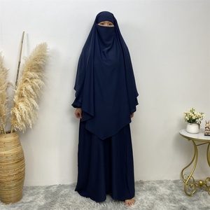 2231# Muslim Jilbab 2 Pieces <b>Set</b> Solid Color Nida Khimar Prayer Dress <b>Sets</b> Long Khimar Ramadan Abayas <b>Sets</b> 11 Colors - Product Image 4