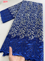 3819 Tissu Dentelle Suisse de 5 Yards, Lourd Perlé, Broderie Lafaya, Tissus Coton Africains, Dentelle Voile Suisse, Style Populaire de Dubaï