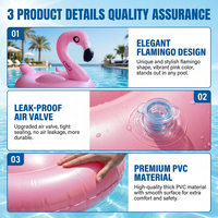 Flotteur gonflable géant flamant rose de 51 pouces - Matériau PVC durable, radeau gonflable pour la plage et les fêtes d'été