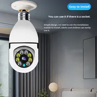 Caméra panoramique HD sans fil pour intérieur avec ampoule E27, vision nocturne infrarouge, détection d'alarme et stockage sur carte mémoire