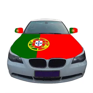 Customized Competitive Price 110*150CM Print Polyester Spandex Portugal Car Hood Cover Flag For Decoration