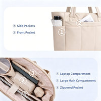 Sac fourre-tout matelassé Wandering Nature avec porte-gobelet isotherme, compartiment rembourré pour ordinateur portable et pochette pour trolley, idéal pour infirmières, femmes, voyages et travail