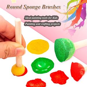 Hchwenh Chất Lượng Cao 30Pcs Vòng Miếng Bọt Biển Bọt Bàn Chải Thiết Lập Với Tay Cầm Bằng Gỗ Cho Trẻ Em Vẽ Tranh Thủ Công Mỹ Nghệ (Mô Hình HM-20H Màu Vàng) - Product Image 5