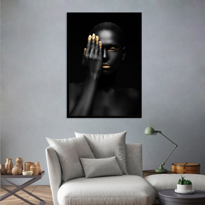 Moderno negro brillante <span class=keywords><strong>de</strong></span> la mujer africana patrón <span class=keywords><strong>de</strong></span> tela <span class=keywords><strong>de</strong></span> lona <span class=keywords><strong>de</strong></span> arte <span class=keywords><strong>de</strong></span> la pared decoración <span class=keywords><strong>pintura</strong></span> al óleo pinturas - Product Image 3