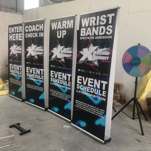 Double Sided Retractable Portable Advertising Display Stand with Easy Detachable Roll up Banner