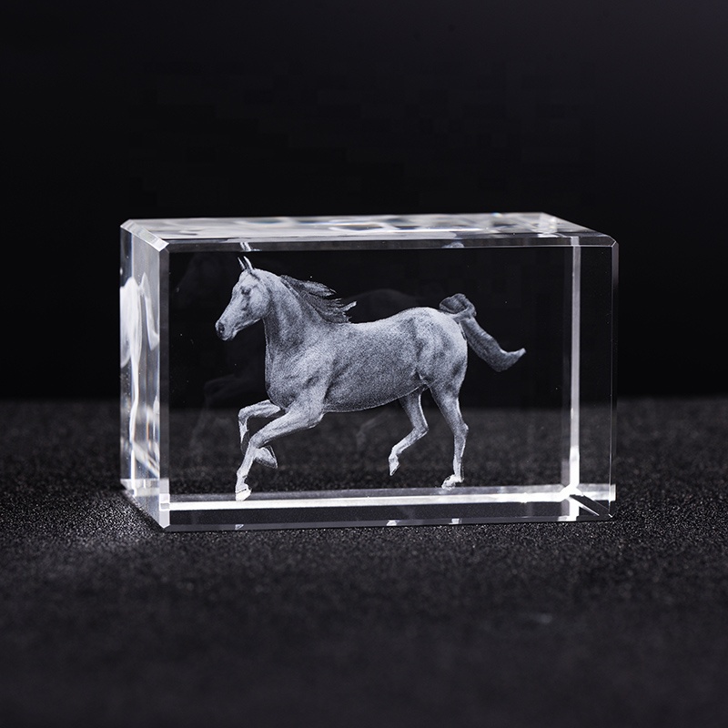 Groothandel 3D Laser K9 Kristal paard Trofee Award Souvenir