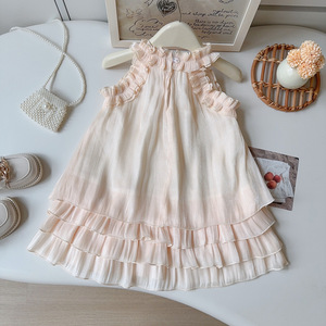 Vestido Versátil Estilo Coreano para Niñas, Nuevo Vestido de Verano a la Moda con Perlas y <span class=keywords><strong>Gasa</strong></span>, Cuello Halter con Rosas, Vestido de Princesa - Product Image 2