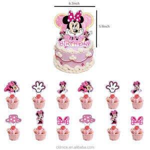 Joli dessin animé belle <span class=keywords><strong>Minnie</strong></span> thème fête d'anniversaire décoration ensembles gâteau Topper bannière Latex ballon fête décorations fournitures - Product Image 2