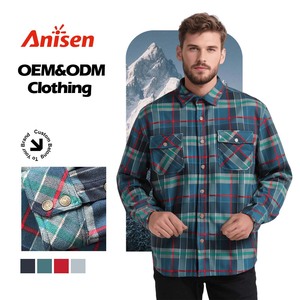 Camicia in pile da uomo con due tasche sul petto, <span class=keywords><strong>a</strong></span> <span class=keywords><strong>quadri</strong></span>, stile giacca, prodotta in Cina - Product Image 1