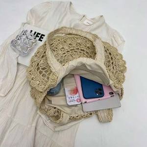 New Lady Artsy Mulheres Crossbody Bag Dois Strap Resistente à Água Férias Clamshell Tecido Franjadas Corda de Papel Zip Encerramento Elegante - Product Image 6